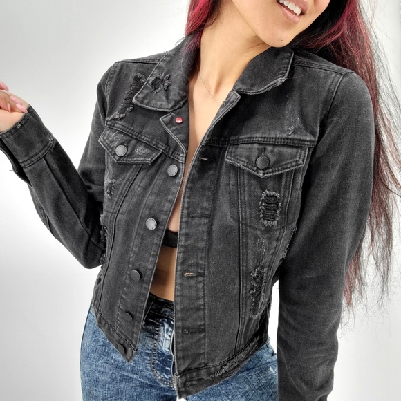 Distressed Denim Jean Jacket 